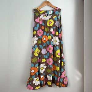 Mini Boden Dress Floral AOP Brown & Colourful 9-10 Y Girls